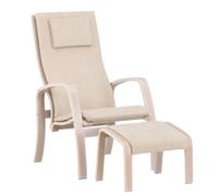 Grötö fauteuil avec repose-pieds beige.