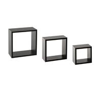 Paris Prix Five Simply Smart - Lot de 3 Étagères Murales Cube 25cm Noir