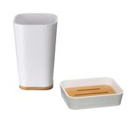 Paris Prix FIVE Simply Smart - Porte Savon & Gobelet Natureo 11cm Blanc