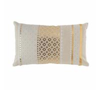 Douceur d'Intérieur, Coussin Déhoussable (30 x 50 cm) Gaya Blanc, Coton Imprimé Or