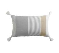 Douceur d'Intérieur – Coussin déhoussable ILLIADE 30×50 cm coton imprimé à rayures, pompons