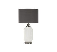Mauro Ferretti Lampe de table Brighty, verre et tissu, blanc et gris, 65 x 37,5 cm