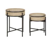 Paris prix Lot 2 tables d'appoint rondes - Noir & naturel