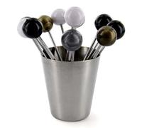 Paris Prix Lot de 12 Piques & Support Bigorneaux 4cm Argent