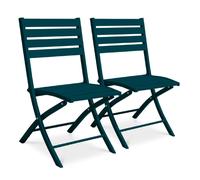 Paris prix lot de 2 chaises de jardin pliantes - Bleu canard