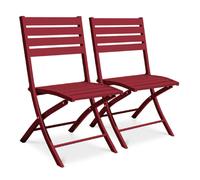 Paris prix lot de 2 chaises de jardin pliantes - Rouge carmin