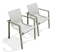 Paris prix lot de 2 fauteuils de jardin empilables - kaki & gris