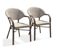 Paris prix Lot de 2 fauteuils de jardin empilables - Marron et beige
