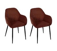 Lot de 2 Fauteuils - HOME DECO FACTORY - SCOTT - Côtelés - Confortables - Noir et Orange