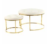 Paris prix Lot de 2 poufs ronds - Ivoire