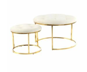 Paris prix Lot de 2 poufs ronds - Ivoire