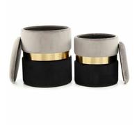 Paris prix Lot de 2 poufs velours - Gris