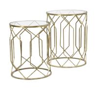 Paris prix Lot de 2 tables d'appoint rondes - Or