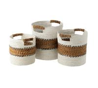Paris Prix Paniers de rangement «Laura» – Lot de 3 40 cm Blanc & Naturel