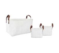 Paris prix lot de 3 paniers de rangement velours - Blanc