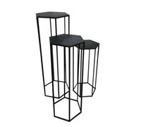 Paris Prix Lot de 3 Sellettes Gigognes Métal 90cm Noir