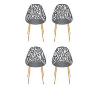 Chaises de Jardin - Lucena - Lot de 4 - Moderne & Tendance - Design ajouré - Gris
