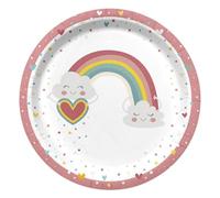 Paris Prix Lot de 6 Assiettes en Carton Nuage Rainbow 23cm Blanc