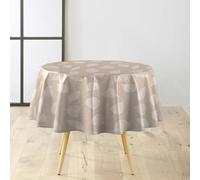 Paris Prix Nappe Toile Cirée Ronde Feuillys 160cm Beige Lin & Blanc