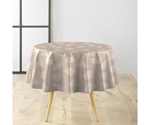 Paris Prix Nappe Toile Cirée Ronde Feuillys 160cm Beige Lin & Blanc