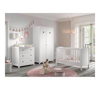 Paris Prix Pack - Lit Bébé, Armoire & Commode Amori 60x120cm Blanc