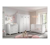 Paris Prix Pack - Lit Bébé, Armoire & Commode Amori II 60x120cm Blanc