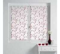 Paris Prix Paire de Voilages Petite Fleur 60x120cm Blanc & Rouge