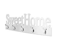 HAKU Patère murale Sweet Home 5 crochets chromé blanc MDF L74 x H28 x P7 cm