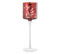 Paris prix Photophore pied verre feuilles - H 30 cm - Rouge