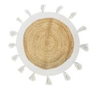 Tapis - HOME DECO FACTORY - Rond - Jute - Pompons - Noir