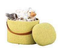 Paris Prix Tabouret de rangement à linge Dilia Tissu Vert Jaune