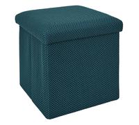 HOME DECO FACTORY - HD0504 Coffre Pouf Pliable Design Contemporain - Multifonctionnel - Rangement Pratique et Confortable - Conçu pour Salon ou Chambre - Taille M - Couleur Bleu