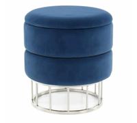 Paris prix Pouf-coffre rond velours - Bleu