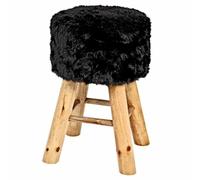 Paris prix Pouf rond imitation fourrure - Noir