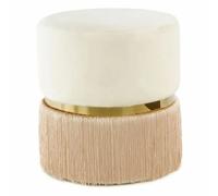 Paris prix Pouf rond tissu - Ivoire