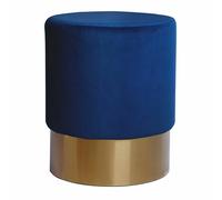 Paris prix Pouf rond velours - Bleu foncé