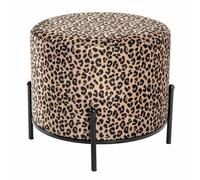 Paris prix Pouf rond velours léopard - Marron