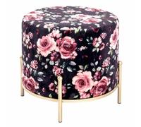 Paris prix Pouf tabouret velours - Noir & rose