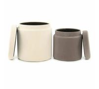 Paris prix Poufs ronds lot de 2 - Ivoire