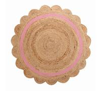 Tapis Déco Enfant Rond ""rosaly"" 90cm Beige