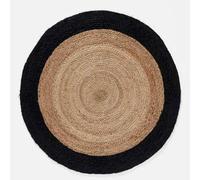 Paris Prix – Tapis déco rond Salem – Jute bicolore Ø90 cm – Noir