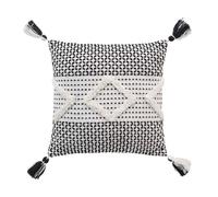 Douceur d'Intérieur Housse de coussin Sally 40 x 40 cm coton tufté à pompons Noir & Blanc