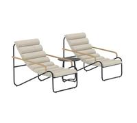 Paris Prix Salon de Jardin Lounge Ithaka 100cm Beige & Noir
