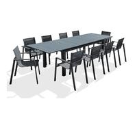 Paris prix salon de jardin table + 10 fauteuils - Gris anthracite