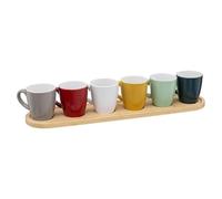 Paris Prix Secret de Gourmet - Lot de 6 Tasses & Plateau Bambou Colorama 9cl Multicolore