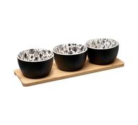 Paris Prix Secret de Gourmet - Set Apéritif 4 Pièces White Floral 31cm Noir
