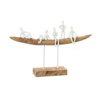 Paris Prix Statuette Déco en Bois Personnage sur Banc 30cm Naturel