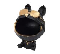 Paris Prix Statuette & Vide-Poche Chien à Lunettes 23cm Noir