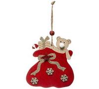 Paris Prix - Sujet De Noël Hotte Ours soir 18cm Rouge G