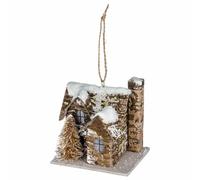 Paris Prix Sujet de Noël Maison Glacé 8cm Marron & Blanc